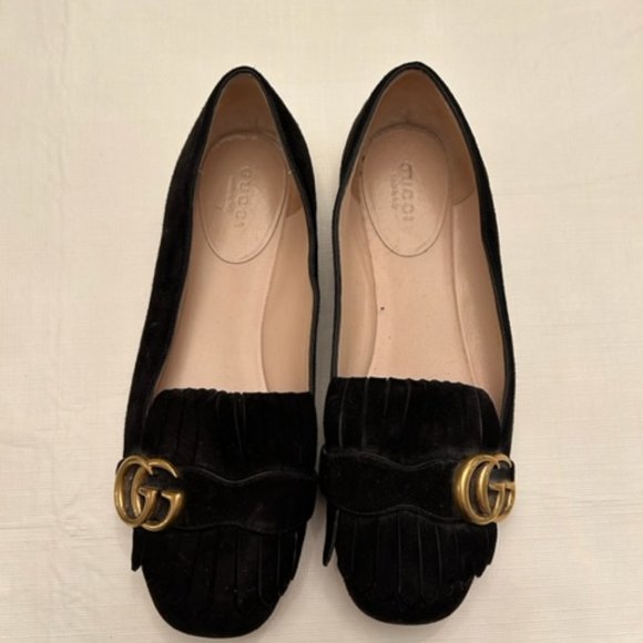 Gucci Black Suede Ballet Flats